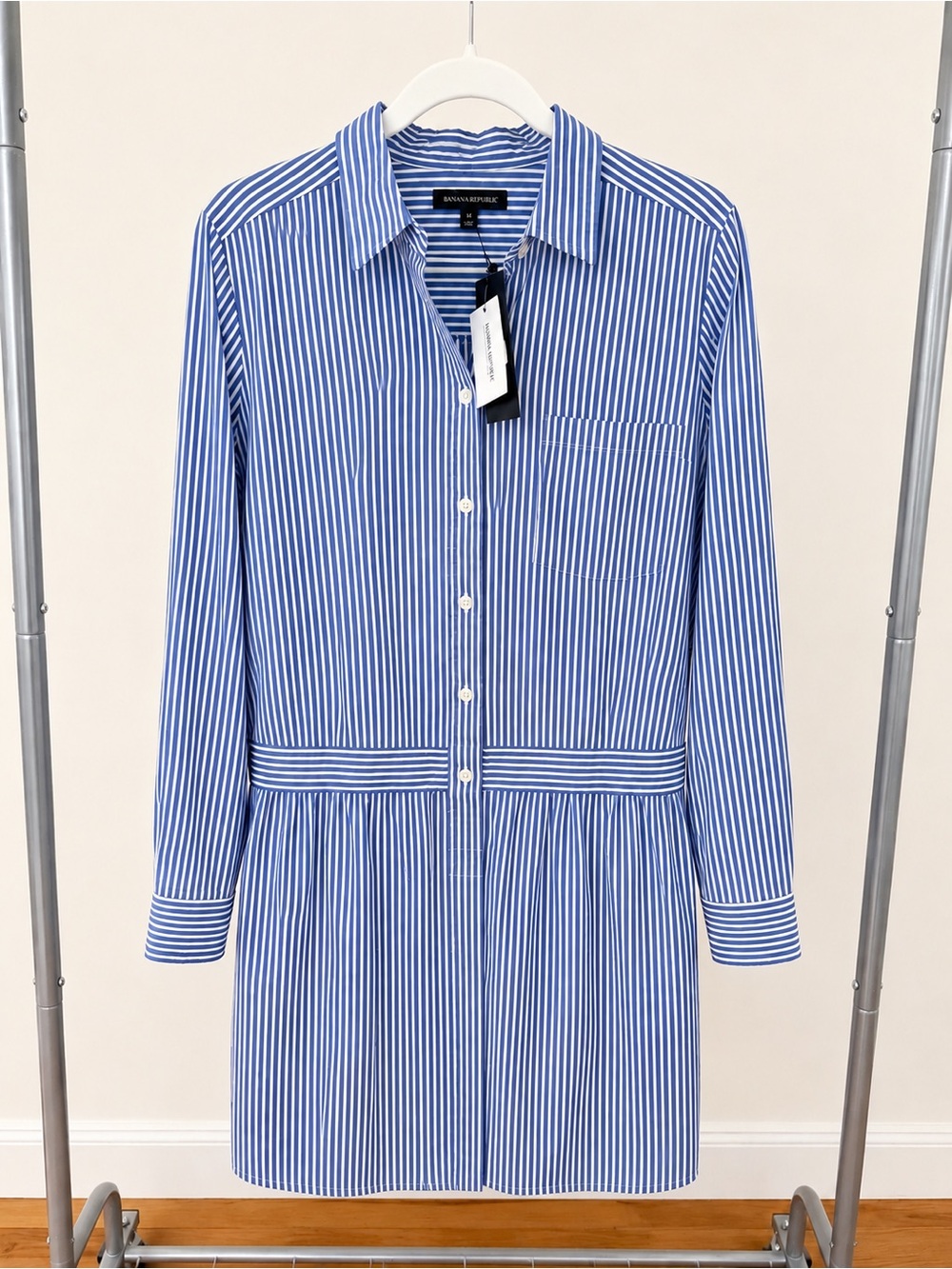 Banana Republic Blue & White Pin Striped Dress